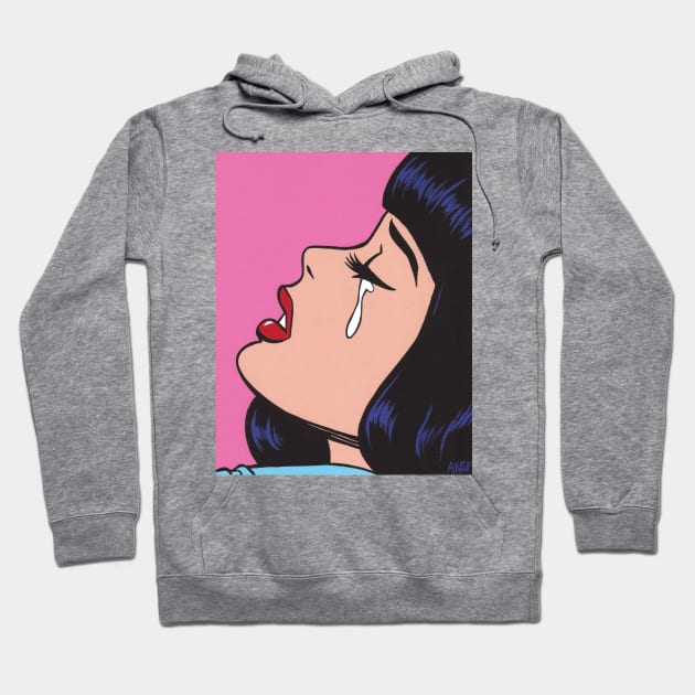 Black Bangs Crying Comic Girl Hoodie by turddemon